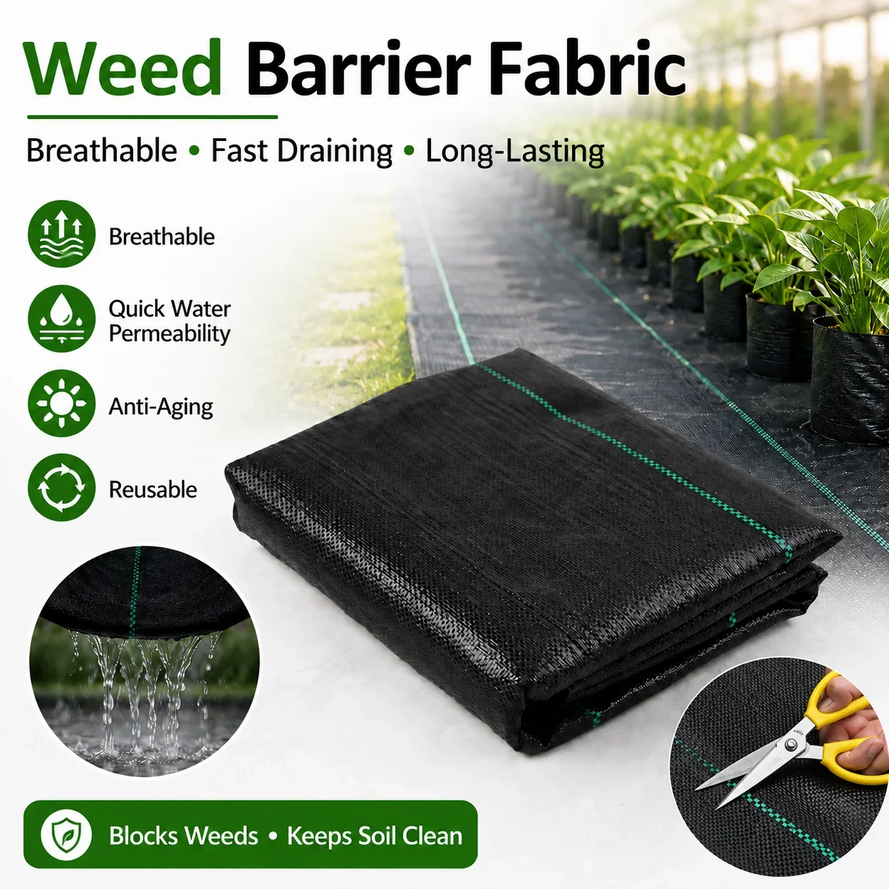 Smart Garden Greenhouse - Telo Geotessile Permeabile all'Acqua per Barriera